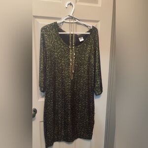 Vero Moda Black and Gold Sparkle Dress With Necklace